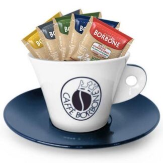 Tazzona Ceramica Caffè Borbone più piattino, porta zucchero e cialde