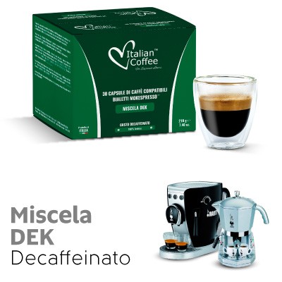 30 capsule caffè compatibili Bialetti Mokespresso miscela Dek decaffeinato  Mokona Tazzona in offerta ! - Capsule & Coffee