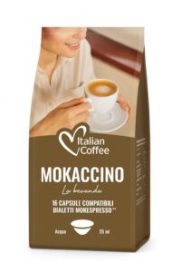 16 Capsule Mokaccino Italian Coffee compatibili Bialetti Mokespresso