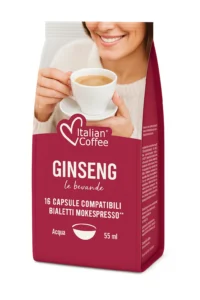 16 Capsule Caffè al Ginseng Italian Coffee compatibili Bialetti Mokespresso