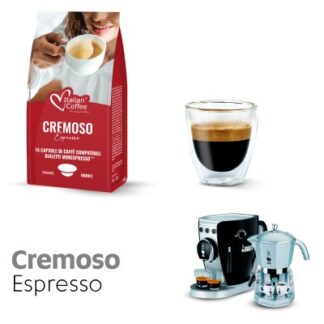16 Capsule caffè Cremoso Italian Coffee compatibili Bialetti Mokespresso