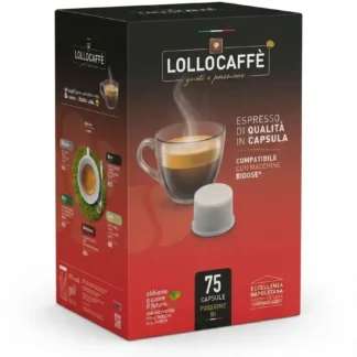 Capsule Bidose Lollo Caffè per Lavazza Espresso Point – Miscela Passione Nera Compatibile 75 Pz (150 caffè)