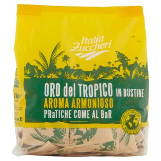 100 Bustine di Zucchero Canna Grezzo Italia Zuccheri 500g