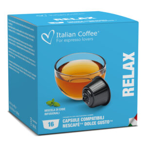 16 Capsule compatibili Nescafè Dolce Gusto Tisana Relax in foglie Italian Coffee