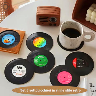 6 Sottobicchieri in Vinile stile Vintage Record, antiscivolo, per caffè e bevande