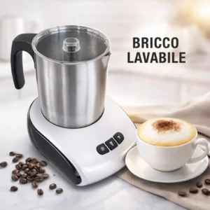 Montalatte Elettrico Cappuccinatore con Bricco Lavabile – Latte Caldo e Freddo – Schiuma Densa per Cappuccino e Latte Macchiato