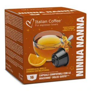 16 Capsule Ninna Nanna Italian Coffee Camomilla al Miele e Arancia con Melatonina compatibili Nescafé® Dolce Gusto®*