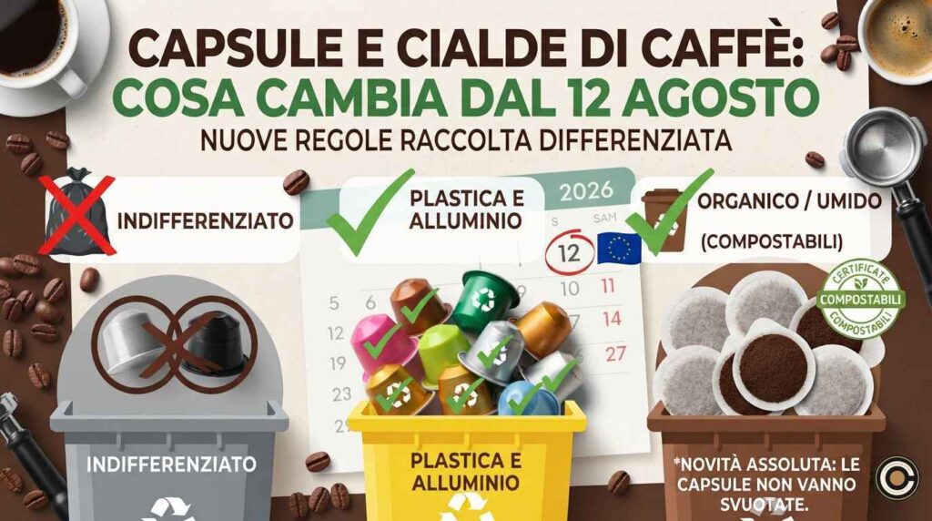 Capsule e cialde di caffè: cosa cambia davvero con le nuove regole sulla raccolta differenziata dal 12 agosto