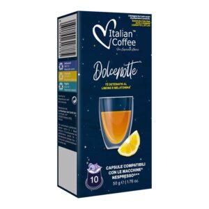 10 Capsule Italian Coffee  Tè Deteinato al Limone e Melatonina compatibili Nespresso